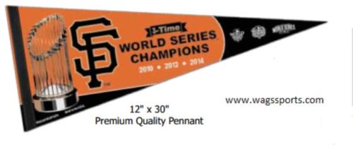 San Francisco Giants World Series Dynasty 2010, 2012, 2014 Champion 12x30  Premium Pennant